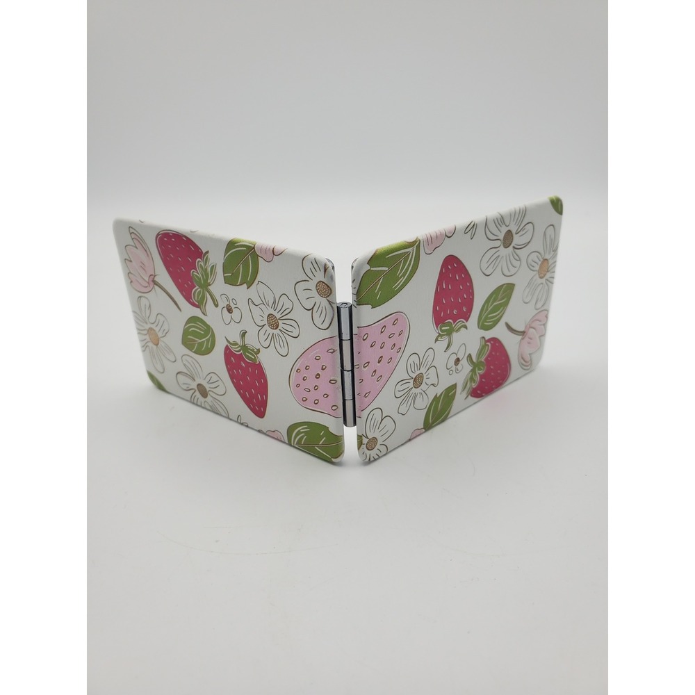 Strawberry Coquette Folding Compact Makeup Mirror - Cute Aesthetic!